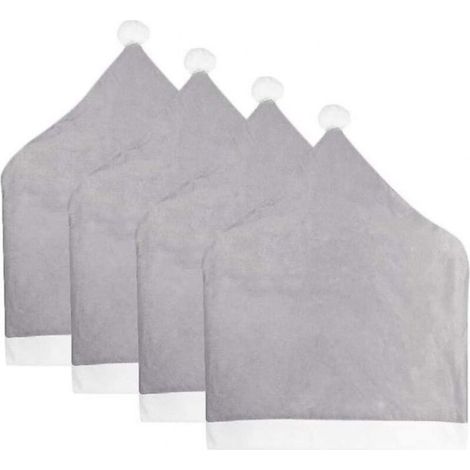 Housse Chaise - Forme Chapeau Pere Noel - Gris - 49x58 Cm - Lot De 4 (1/5)