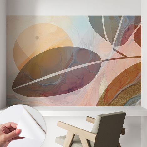 Carta da parati autoadesiva - Fotomurale adesivo - design elegante - stile moderno - Foglie armoniose 104x70 cm (1/5)