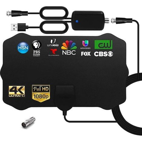 Antenne TV intérieur puissante avec Amplificateur Antenne TNT Numérique HDTV,UHF/VHF Intérieur Puissante (1/4)