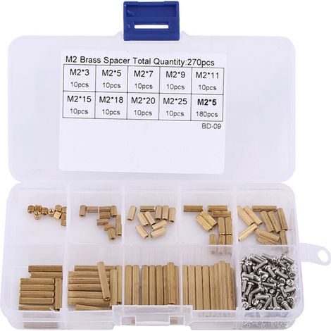 Assortment of 270 female spacers and M2 brass screws (1/5)