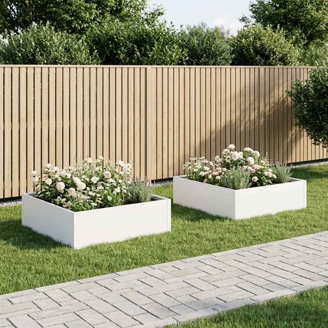 vidaXL Macetero de Jardín 2 uds. Blanco 80 x 80 x 30 cm (1/5)