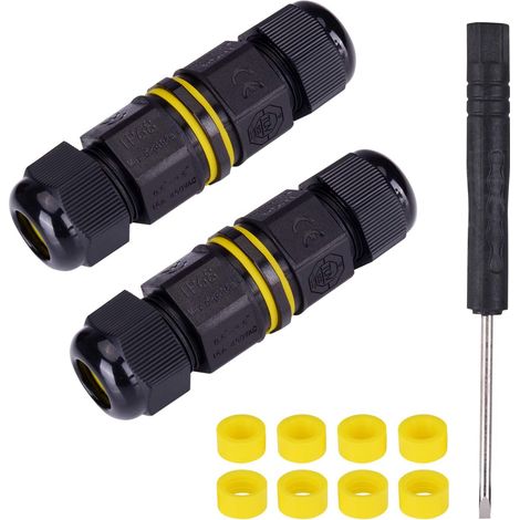 Boîte de Jonction Étanche IP68 Connecteur de Câble Extérieur en 4 Pôles pour Câble Ø 5-12mm Coupleur de Manchon Externe Boîtier Électrique Extérieur Boîtier de Dérivation (Lot de 2) (1/5)