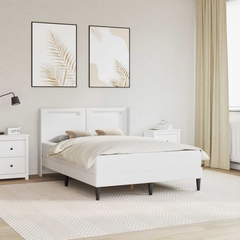 vidaXL Bettgestell mit Matratze Weiß 140 x 190 cm Kunstleder (1/5)