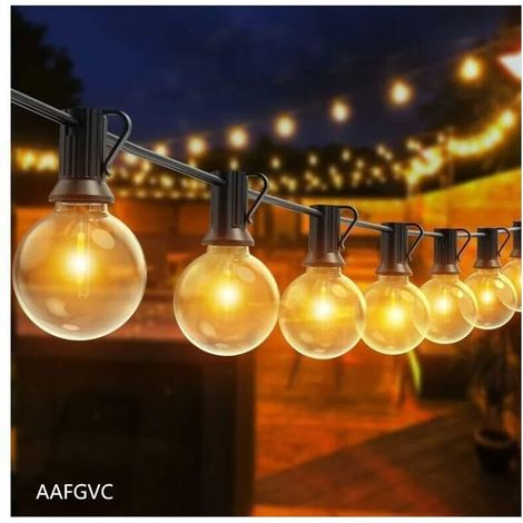 Guirlande Guinguette Extérieur,30M LED Guirlande Avec 50+2 Guirlande Ampoule Incassables,étanche Guirlande Guinguette LED-2700K (1/5)