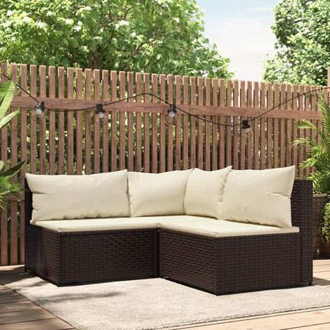 Salon de jardin 3 pcs,Mobilier de terrasse,Table et Chaise pour Relax avec coussins marron résine tressée -YZ353251 (1/5)