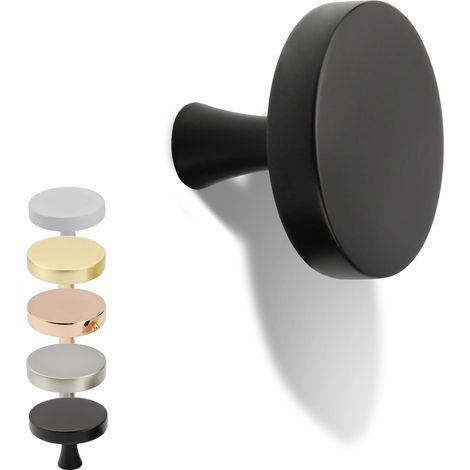 1x poignée, bouton de meuble, poignée d'armoire, bouton à boule, bouton pour tiroir, commode, buffet, façade et porte de cuisine (Noir)