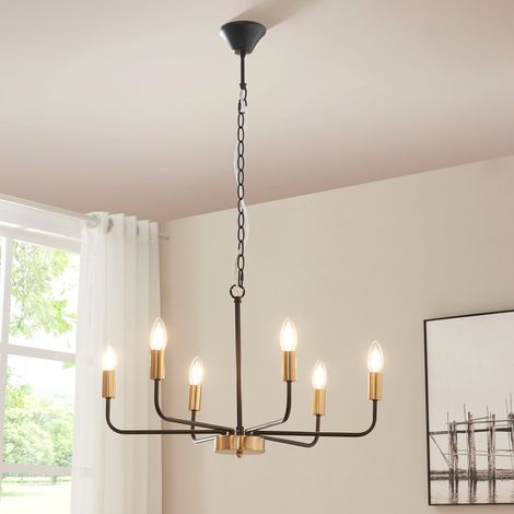 Lámpara de Araña Bishop 6 luces E14 vintage 153 x 62 x 62 cm - Negro / Latón lux.pro (1/5)