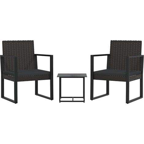 vidaXL Set de muebles de jardín 3 pzas y cojines ratán sintético negro (1/2)
