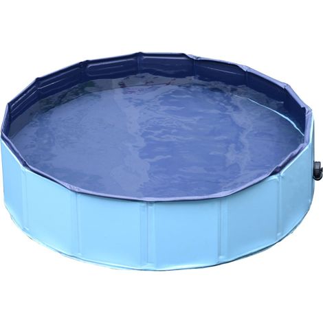 Piscina Para Perros, Robusta Piscina Infantil Para Perros, Piscina De Pvc + Madera, Azul, Ø80Xh20 Cm, Diversión De Verano (1/5)