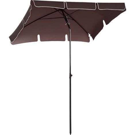 Ombrellone da giardino 2 x 1,3 m, ombrellone da tavolo per esterni con mantovane e palo in alluminio, ombrellone rettangolare inclinabile, colore marrone.