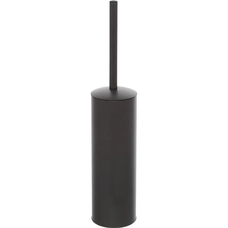 Portascopino grigio opaco con setole nere in silicone e secchio interno (1/3)