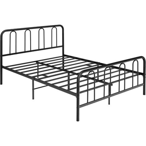 Bettrahmen aus metall mit kopf und futeil modernes plattformbett 209 x 144 x 101 cm schwarz