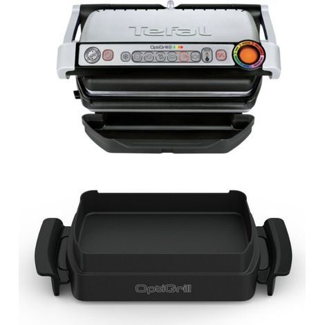 Gril de contact Tefal OptiGrill – Puissance 2000W – Surface grill 600cm² – Dimensions 445x512x229mm – Acier inoxydable - GC714D10