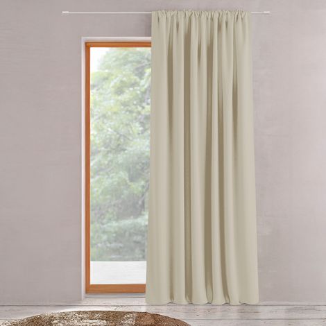 SACASA - Cortina fruncida efecto lino beige 140x280cm KILAVA