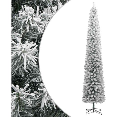 Slim Christmas Tree with Stand and Flocked Snow 300 cm PVC vidaXL