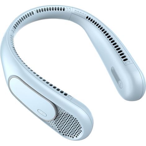 Ventilateur de Cou,3 Vitesses, Rechargeable USB, Longue Autonomie, Fonctionnement silencieux, pour Voyage, Bureau Extérieur, Azuré (1/5)