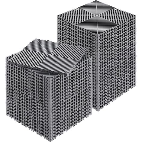VEVOR Tappetino di Drenaggio ad Incastro 310 x 310 mm Cuscino ad Incastro Modulare da 50 Pezzi, Piastrelle per Pavimenti di Drenaggio Grigio Antiscivolo e Tappetino per Doccia, per Garage Giardino (1/5)