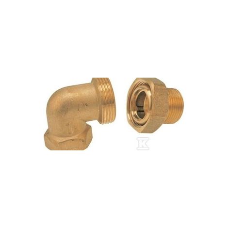 Conector angular de latón de 1" con junta tórica