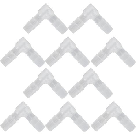 Lot de 10 coudes à 90° pour tuyau d'aquarium, raccords cannelés en plastique, forme en L, 6 mm. (1/5)