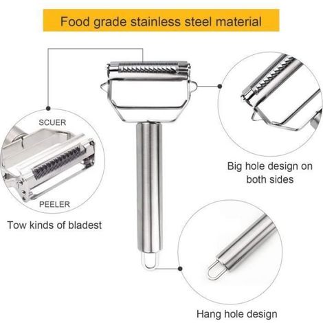 Éplucheur - Éplucheur Légumes - Acier Inoxydable - Double Lame - Julienne - 18 cm - Argent ×1 (1/4)