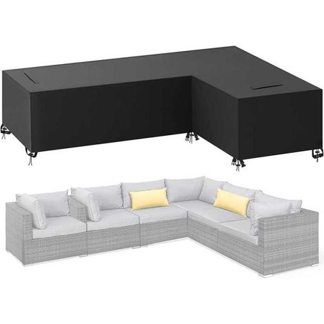 270x210x90cm Housses de Meubles en Forme de L Imperméable Housse de Protection Meubles Patio Couverture avec Bretelles Coupe-210D (1/4)