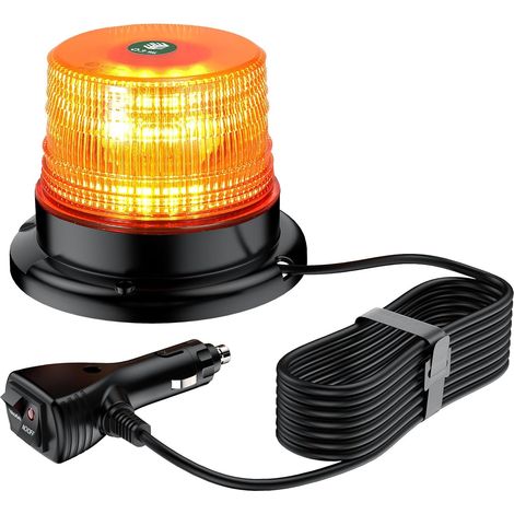 Feu de signalisation 40 LED Feu d’avertissement de voiture 40 W Feu d’avertissement magnétique orange Feu de feu stroboscopique IP67 pour camion 12 V/24 V, voiture,camion,tracteur, E57 IP67 (1/5)