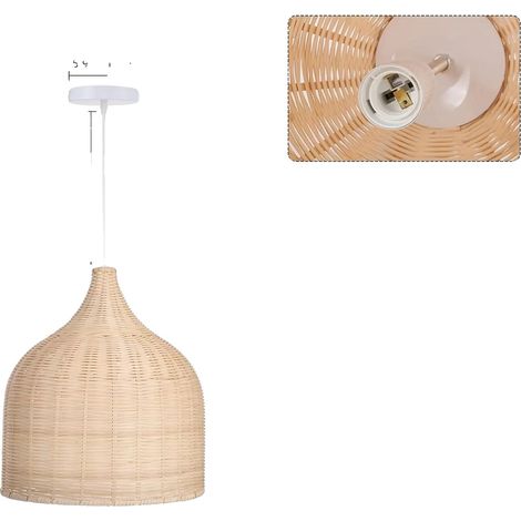 Suspension, Design en Rotin Fait Main, Compatibilité Dimmable, 35cm, 1PCS Pas d'ampoule (e27) (1/2)