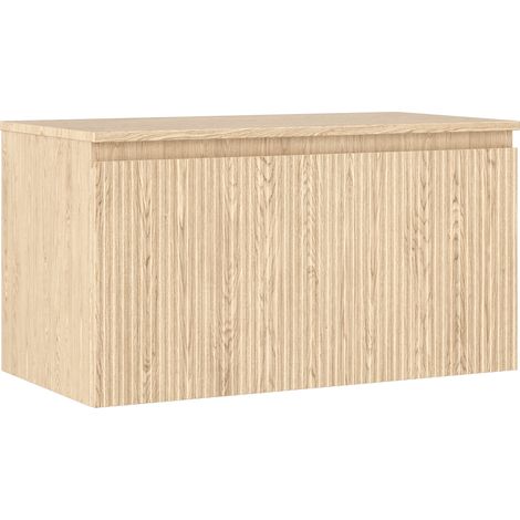 Mexen Rivel Badschrank unter Waschbecken 90 cm mit Platte, 1 Schublade, geriffelt, Eiche - 91A20-09047-1-BFC81