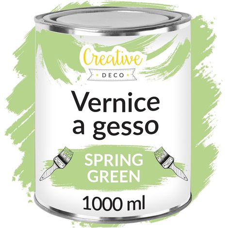 Creative Deco Vernice a gesso Verde Primavera 1L Opaca e Lavabile per Mobili