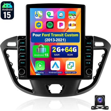 Autoradio Android 15 de 9,7 pouces avec CarPlay pour Ford Transit Custom 2013-2021, navigation GPS et RDS - 2+64G CAM (1/5)