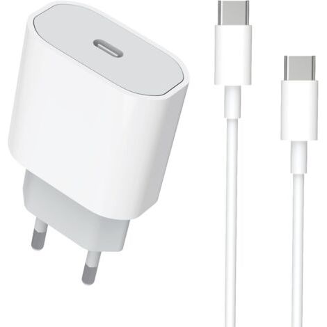 Chargeur rapide USB C 20W pour iPhone 16 / 16 Pro / 16 pro max / 15 plus / 15 pro, chargeur et câble USB C - à - C 1m pour iPad Pro / air / mini, prise murale usbc type C Adaptateur secteur (1/5)
