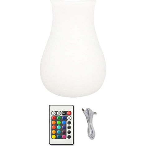 Veilleuse LED colorée avec vase à fleurs, lampe de chevet avec télécommande, lampe de bureau décorative pour mariage, karaoké, bar ou fête (blanche) (1/4)