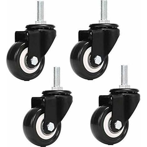 Ruote piroettanti per carrello M8x25mm, portata 240 kg, in poliuretano, per mobili (senza freno), 4 pezzi. (1/5)