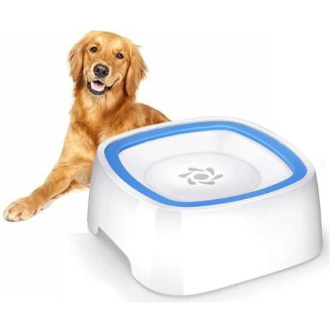 Bol d'eau pour animaux de compagnie à bouche non mouillante 1.5L bol d'eau transporté par véhicule bleu pour chats et chiens mangeoire avec bol en plastique gamelle eau chien gamelle anti debordement