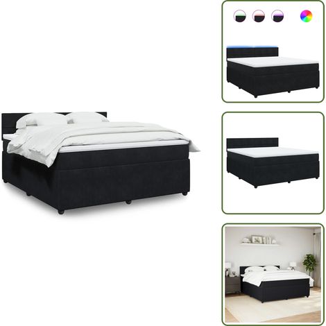 Boxspringbett mit Matratze Schwarz 180x200 cm Samt - Boxspringbett - Boxspringbetten - Bett - Schlafzimmermöbel (1/5)
