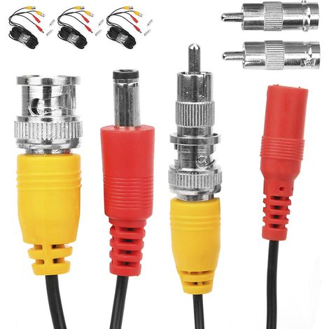 Câble vidéo BNC alimenté 10 mètres pour caméra de surveillance - Pack de 4 (1/5)