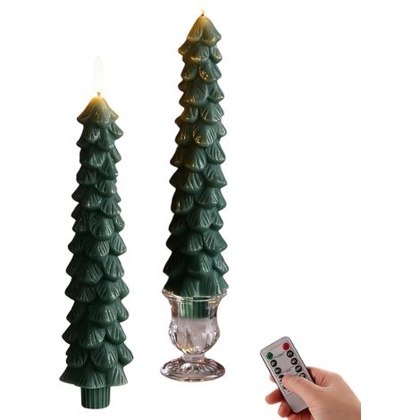 Candele LED decorative natalizie telecomando verdi 2 pz 25 cm (1/5)