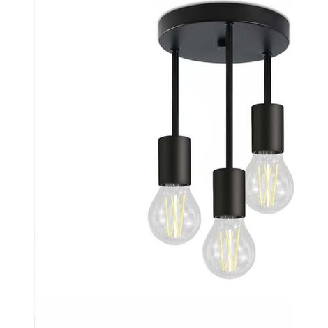 Lustre - Suspension - Lustre en fer forgé - Plafonnier - Lustre pour salle à manger/salon - Lustre pour hall/balcon - Noir - FerNoir (1/5)