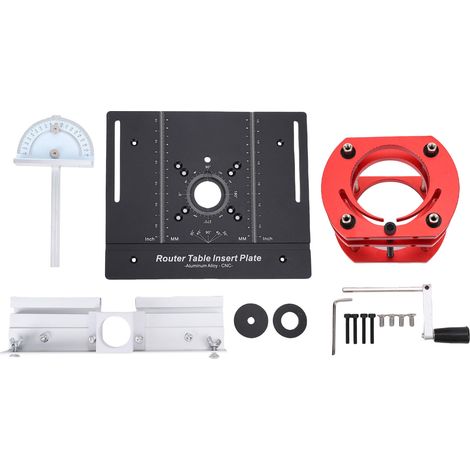 [JAMAIS UTILISÉ]Système de levage pour table de défonceuse, échelles impériales et métriques de 51 mm, plaque d'insertion en alliage d'aluminium avec base de levage pour moteur de 64 à 66 mm de diamèt (1/5)