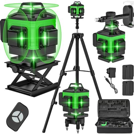 Niveau laser auto-nivelant 360°, 4D 16 lignes, comprend un trépied (1/5)