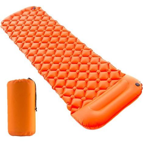 Matelas de camping gonflable (190 x 60 x 5 cm), avec oreiller, matelas autogonflant ultraléger (1/3)