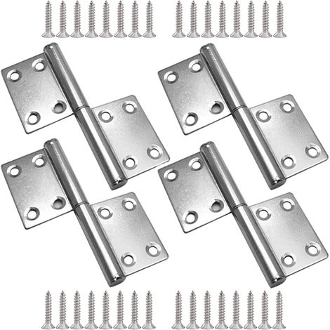 4 Stück Edelstahl-Türscharniere, abnehmbare Scharniere, klappbare Möbelscharniere, Schrankscharniere, Türscharniere, Scharniere mit 32 Schrauben für Fenster, Schränke