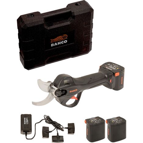 Bahco – Sécateur électrique sans fil 21.6V – Capacité de coupe 37mm – 3 batteries 54Wh pour 8h d'autonomie – Moteur Brushless