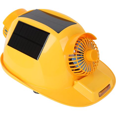 Casque de chantier à double ventilation avec éclairage solaire intégré, idéal pour les travaux de construction et de rénovation. (1/5)