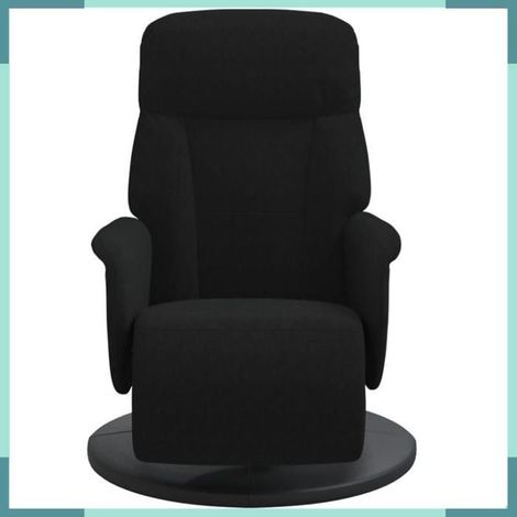 Fauteuil inclinable avec repose-pied - 356686 - Velours noir - Garnissage mousse - Structure métal (1/5)
