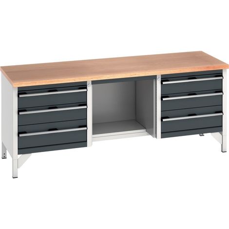 Bott Kastenwerkbank cubio Multiplex 2000 x 750 x 840 mm RAL 7035/7016