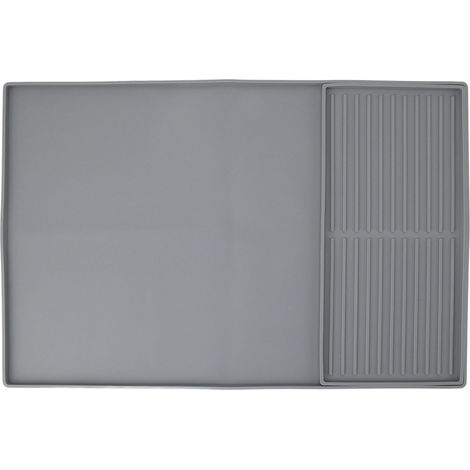 Tapis pour Machine à Café Bar avec Zone Dual Sécheuse et Bac de Récupération Silicone Gris 61x40.5cm (1/5)
