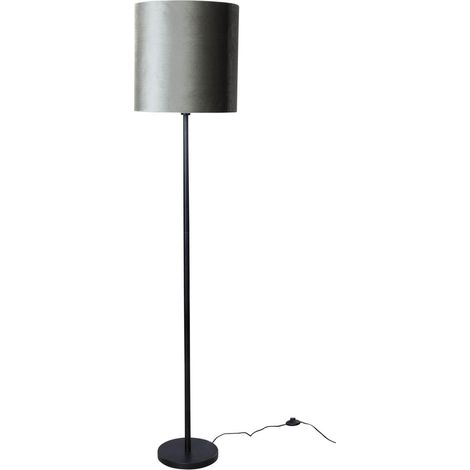 QAZQA Lampada da terra con paralume simplo shade - Classico - Acciaio,Velluto,Tessuto - Nero/Verde/Oro - Tondo Max. 1 x Watt