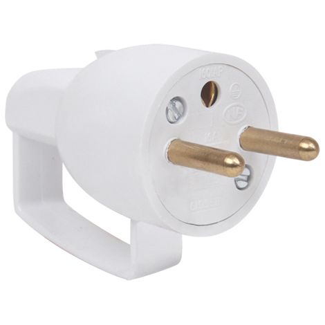 DEBFLEX - FICHE MALE AVEC ANNEAU 2P+T 16A DROITE A COIFFE BLANC - 713140