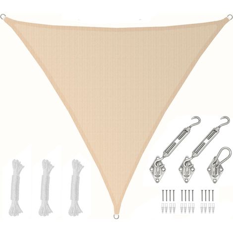 5x5x5 Vela Solare Triangolare Traspirante - Tenda da Sole con Fissaggio Inox